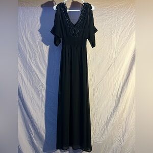 B. Smart Black Maxi Dress with Beaded Detail